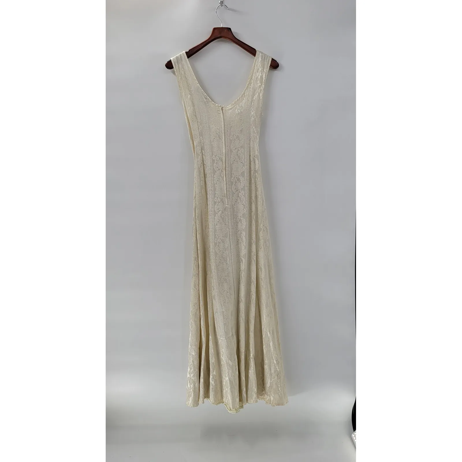 Vtg Subterranea Gown Corset Maxi Dress M Cream Lace Up Front Cosplay Baroque Size M - Image 16