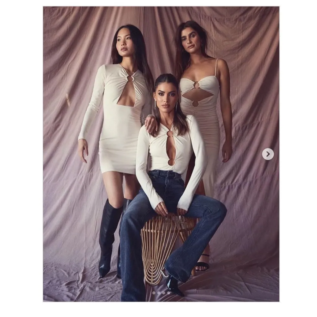 Camila Coelho Yasmeen Midi Dress in Beige XSmall New Womens Stretch Cut out - Image 10