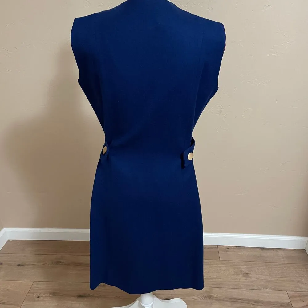 Vintage Patsi From Miss Pat Wool Wrap Dress Navy Blue Size M - Image 4
