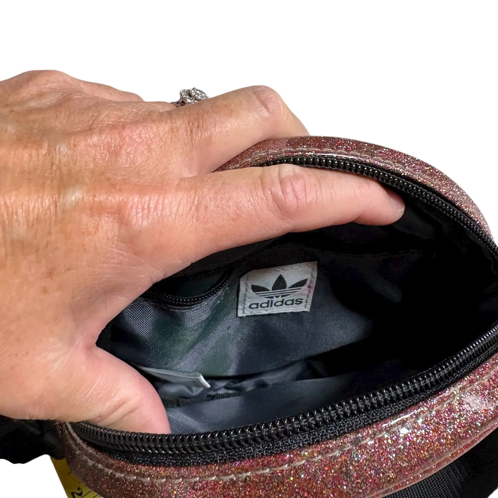 Adidas Originals RARE Round Pink Glitter Belt Bag Pink Sparkle Logo Festival‎ - Image 5