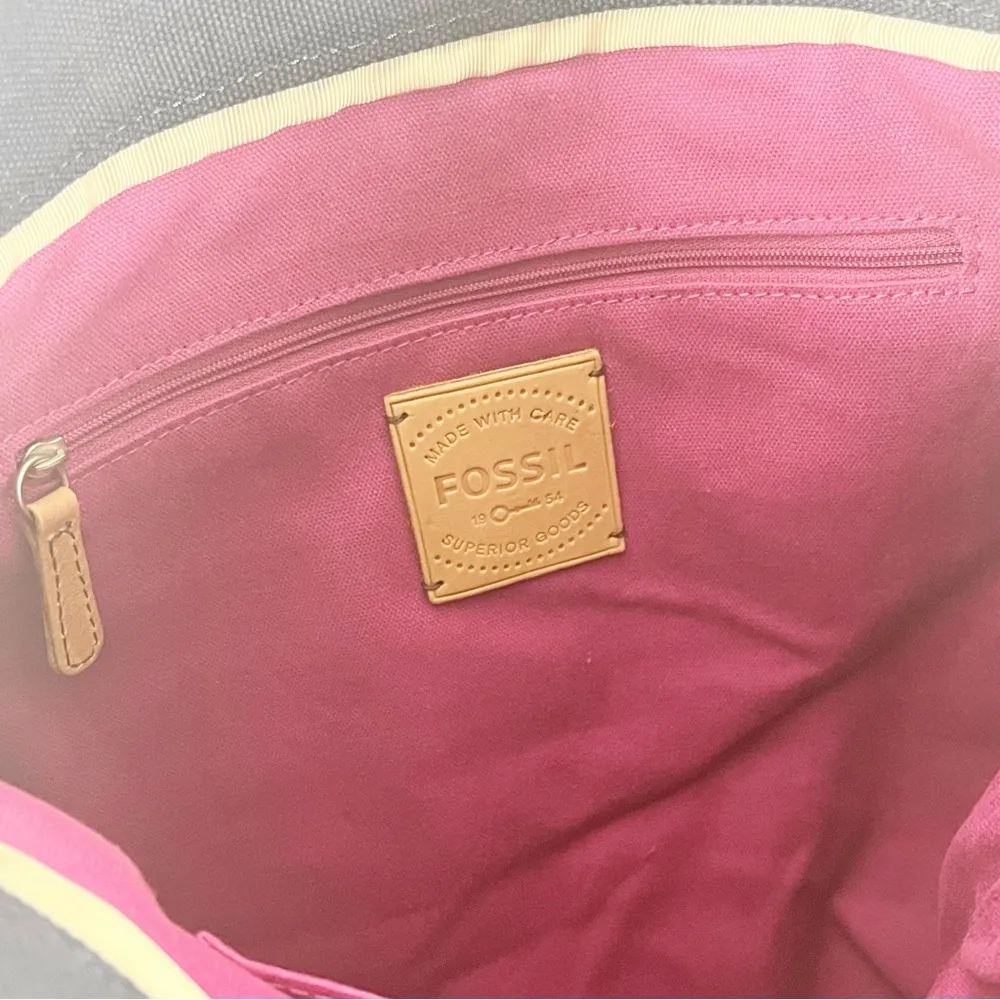 FOSSIL Jesse Navy Aztec Print Sequin Embellishments Canvas Shoulder Tote… - Image 14