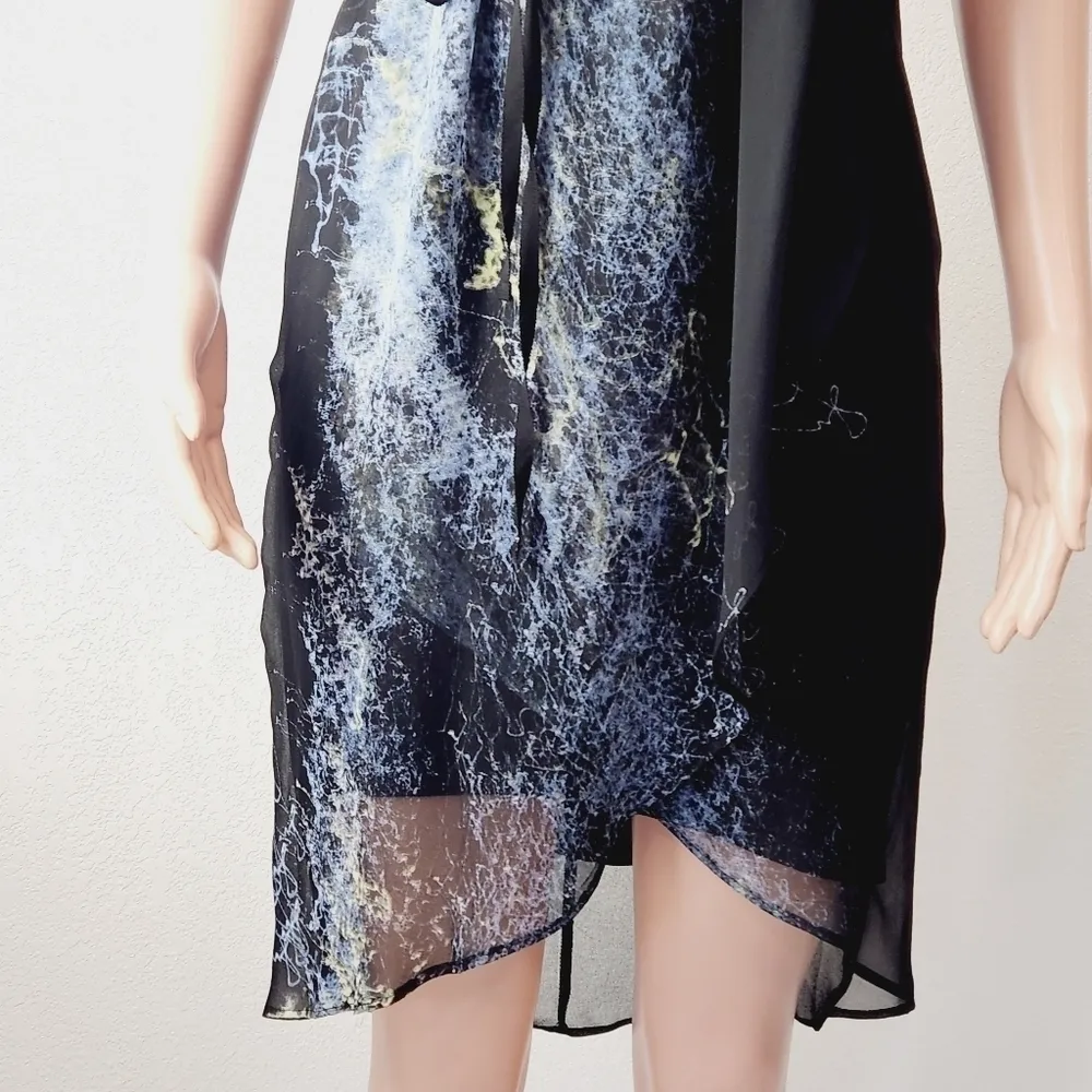 SIMPLY Vera Vera Wang Black Mock Wrap Party Dress W/ Uneven Hem Size: X-Small - Image 4