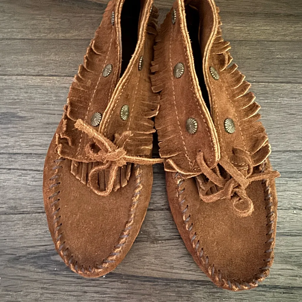 Minnetonka Fringe Suede Boots - Brown - Image 2