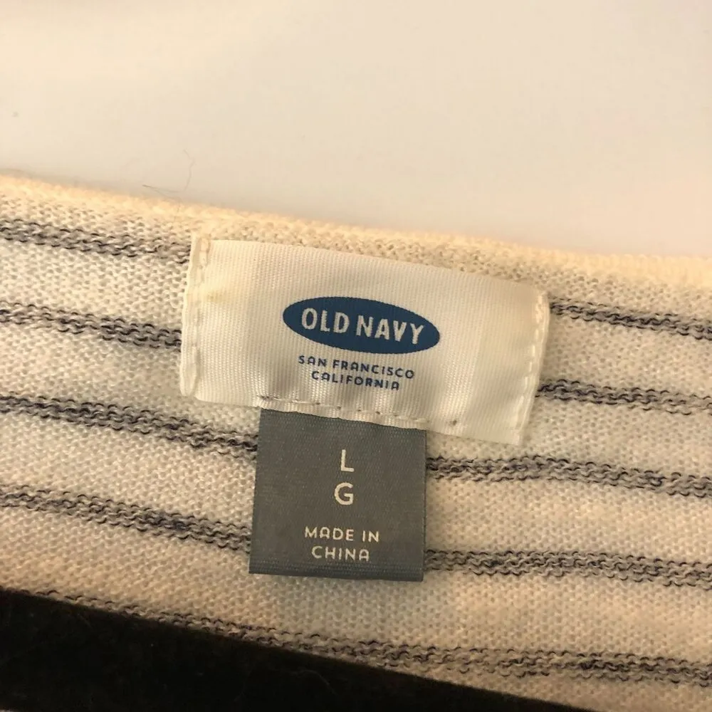 Old Navy Womens Striped Relaxed Scoop Neck Sweater Black White Size L - Image 5