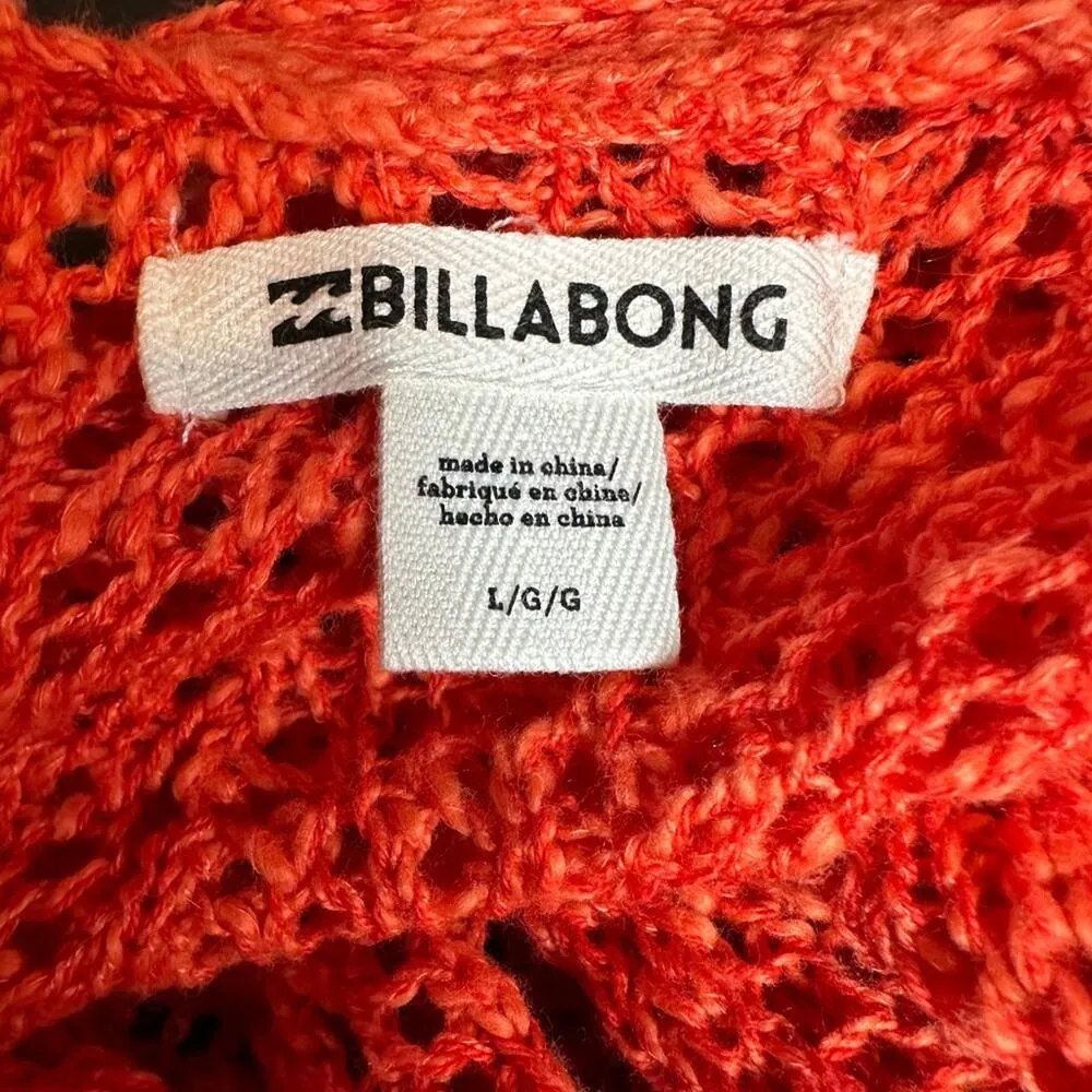 Billabong Sweet Bliss Loose Knit Wrap Sweater - red/orange - size L - Image 10