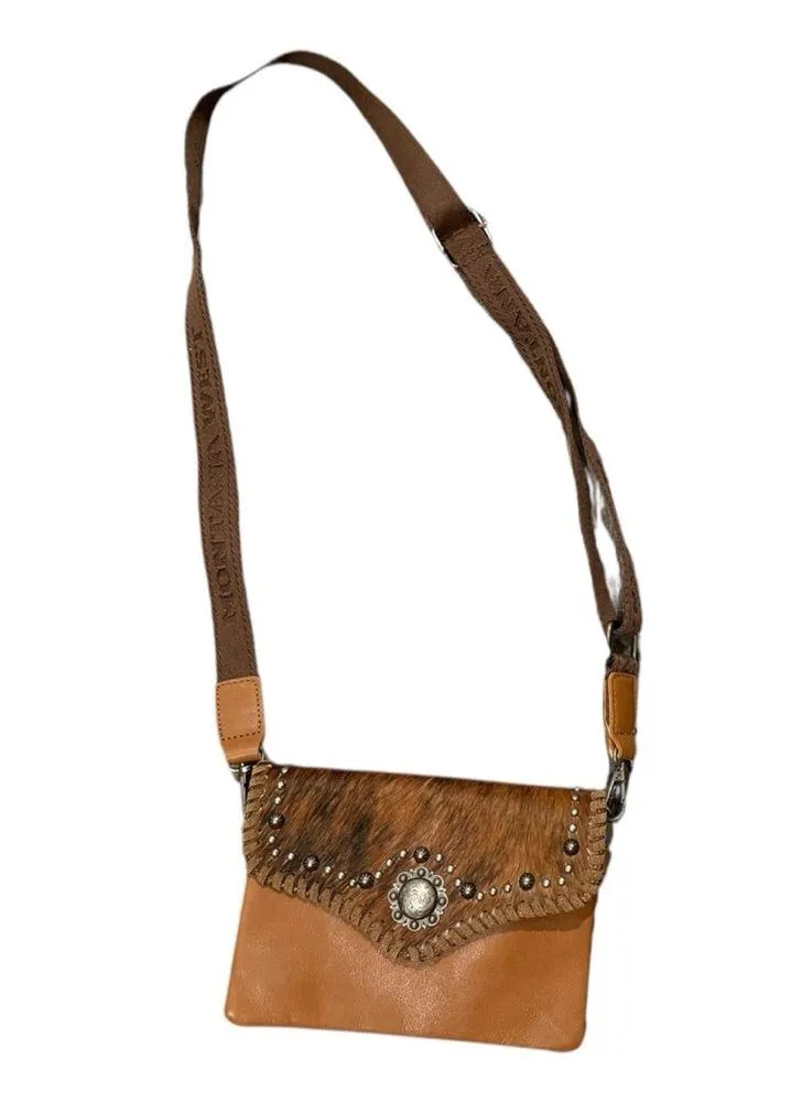 Montana West Genuine Leather adjustable Crossbody hair-on cowhide whipstitch - Image 9