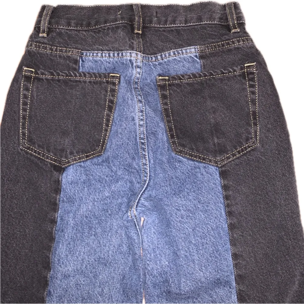 Pacsun UHR Ultra High Rise Slim Black Blue Colorblock Jean 24 Straight Cut Ankle - Image 13