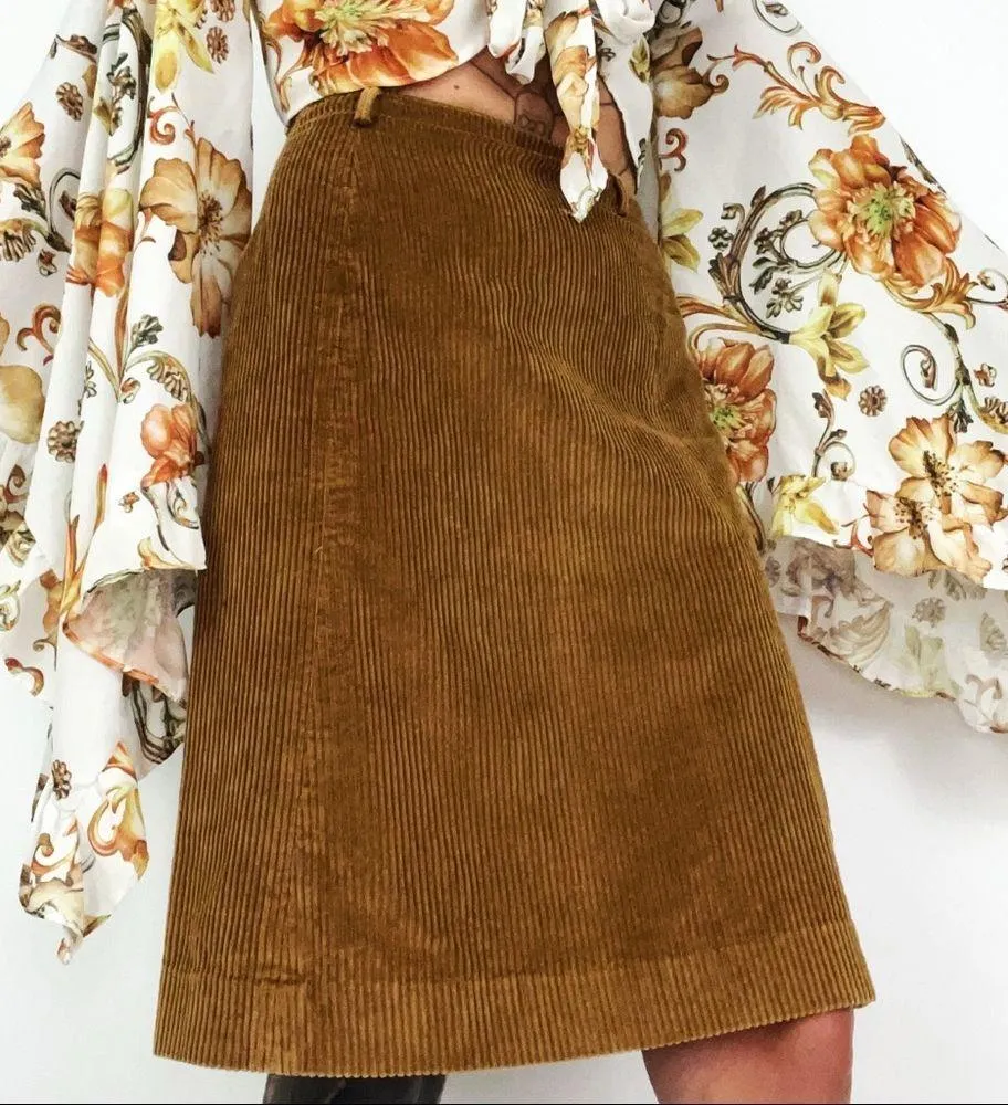 Vintage Corduroy Skirt in Brown | Size XS - Image 5