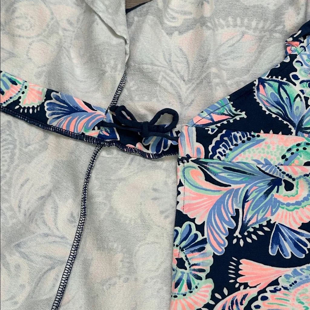 Lilly‎ Pulitzer Romee Wrap Ruffle Dress Holy Flockamolie Blue Pink Size XL - Image 8