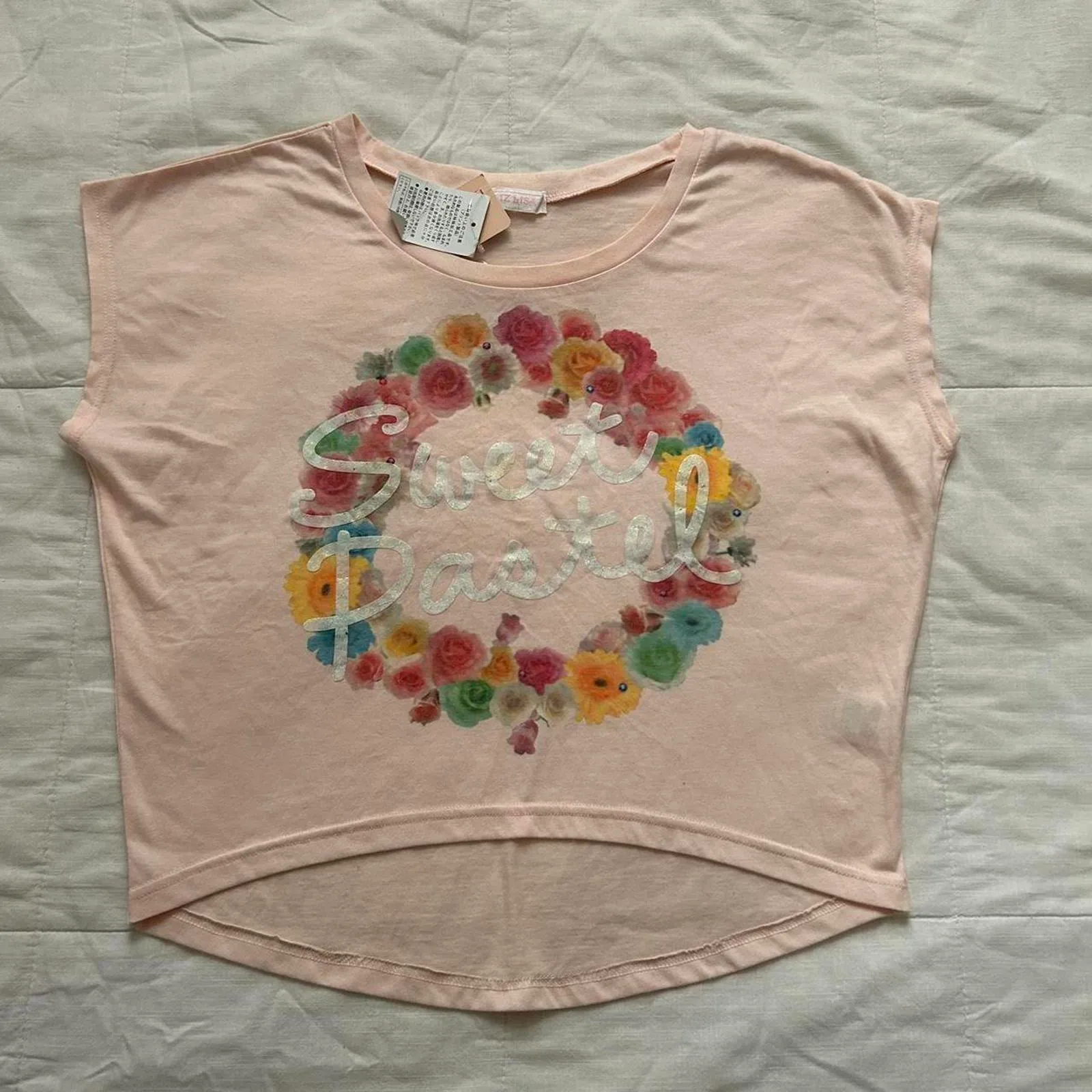 NWT Liz Lisa Pink and white flower crown print crop top Size 0 - Image 5