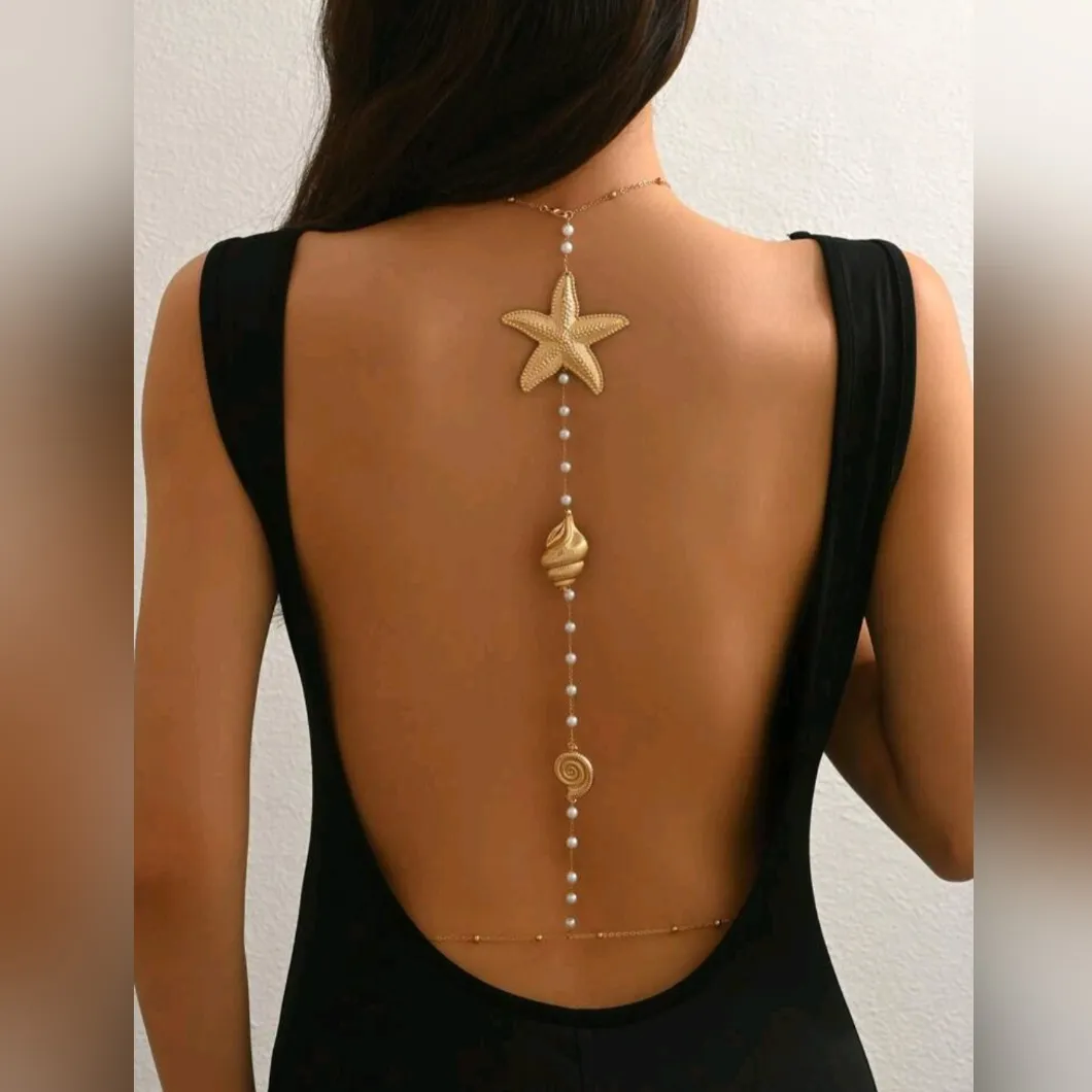 Gold Plated Starfish and Shell Body Necklace‎ - Image 9