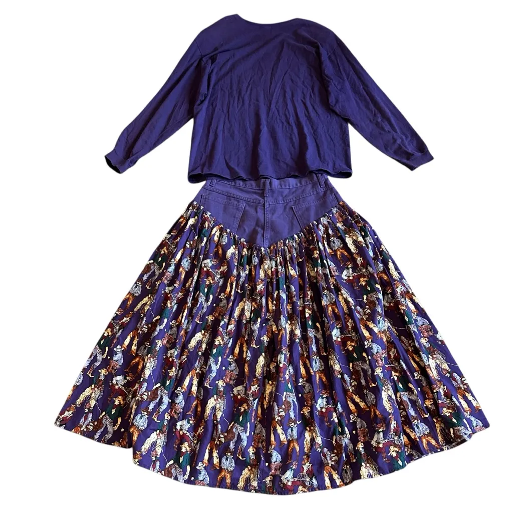 Hanes Her Way Retro Two Piece Western Skirt Set Long Sleeve Shirt Size XL 17/18 - Image 9