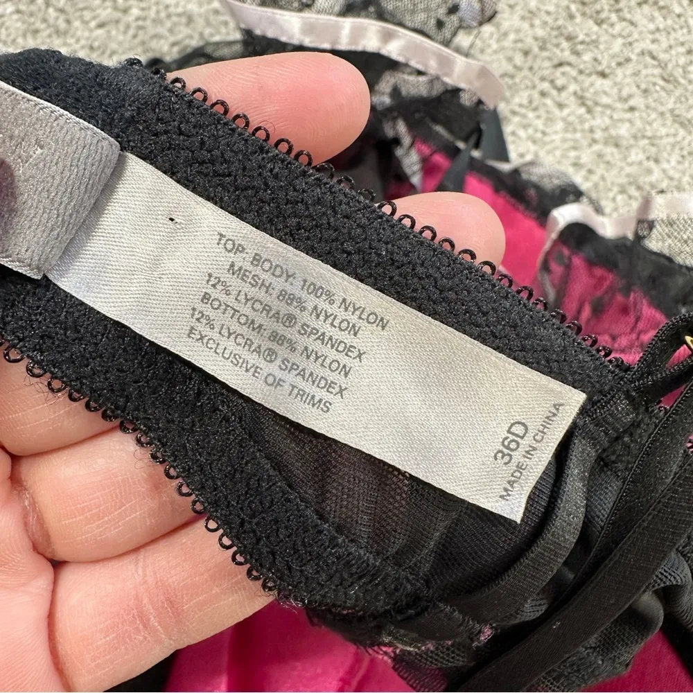 Victoria’s Secret Mesh Ruffle Garter Lingerie Bustier Babydoll Fairy Goth 36D - Image 12