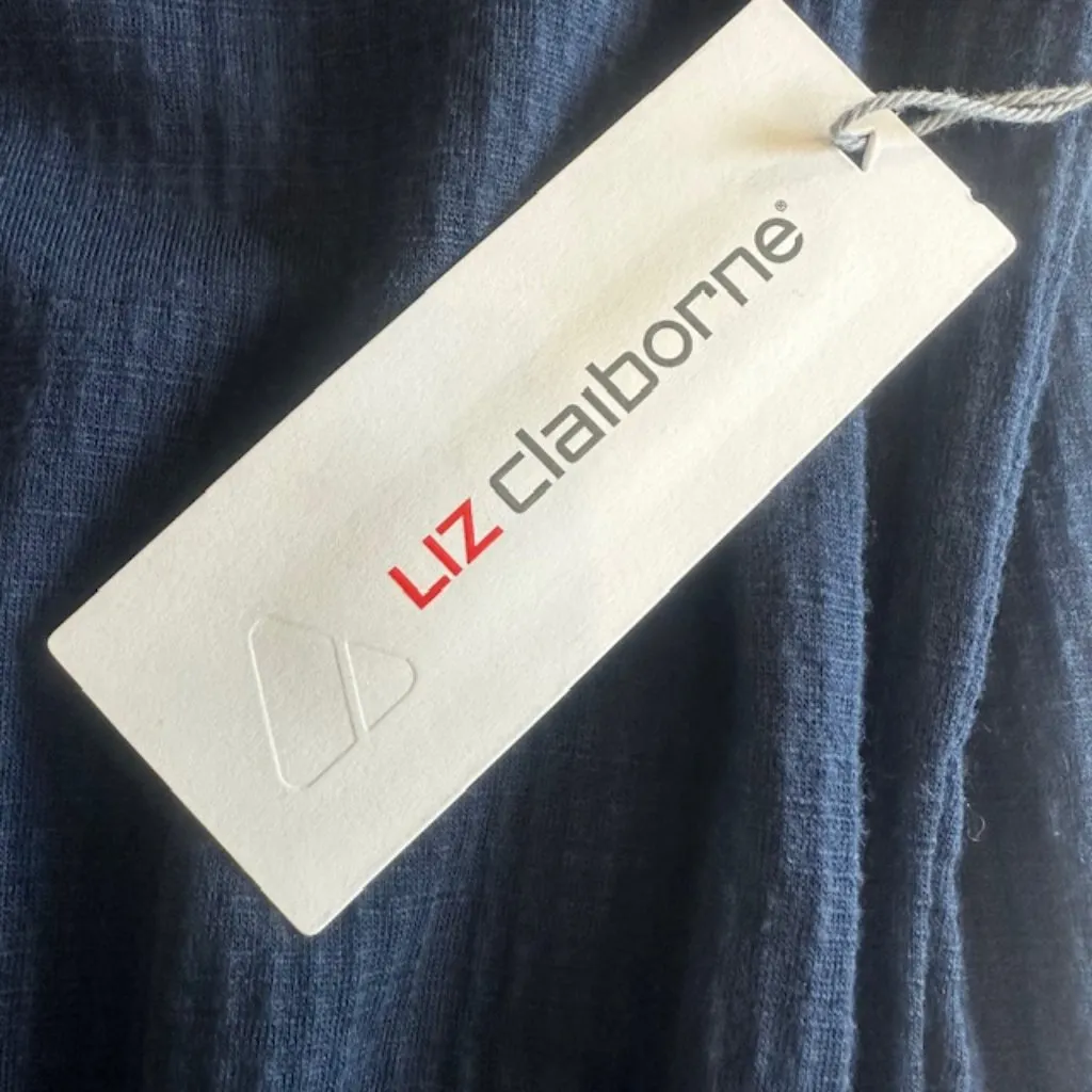 NWT! Liz‎ Claiborne Short Sleeve Midi A-Line Dress Signature Navy Size Small - Image 13