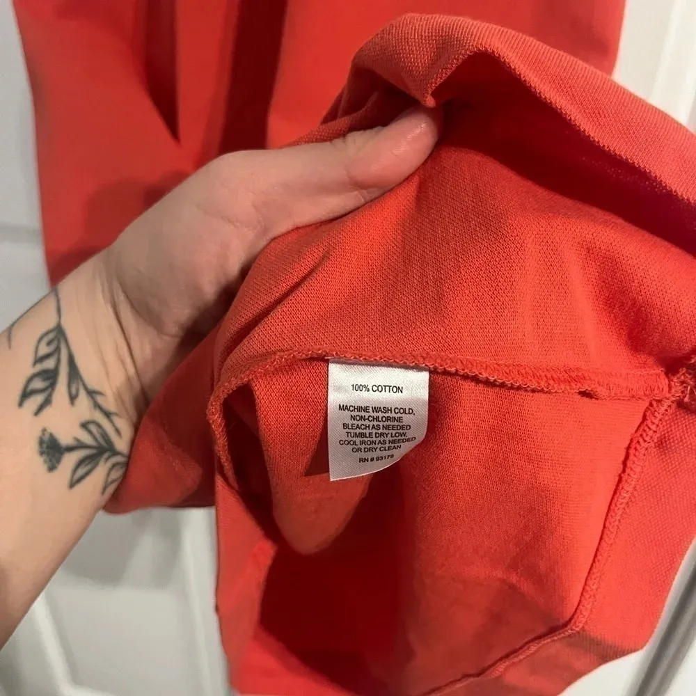 Sunset Red WORKSHOP Sleeveless COLLAR Cotton Knit POLO DRESS/Size Large NWT - Image 8