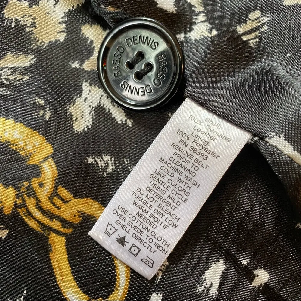 Vintage 1990s Dennis Basso Black Belted Genuine Leather (Suede) Jacket - Image 9