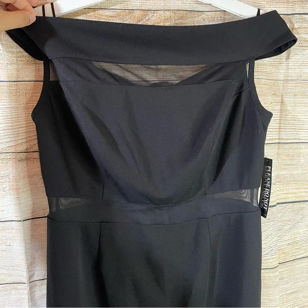 Ny&C mesh panel off shoulder mini black dress women Size Medium - Image 4