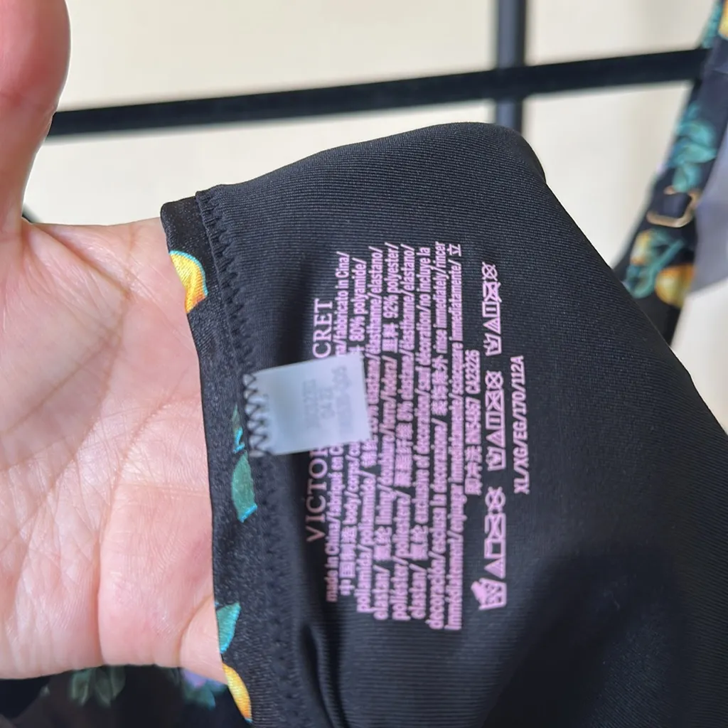 Victoria Secret swim one piece ruffle lemon bathing‎ suit black NWOT size XL - Image 6