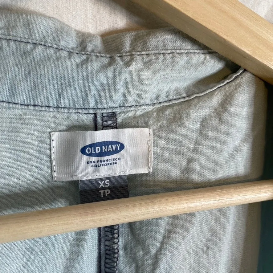 OLD NAVY Washed Thin Denim Light Blue 1/2 Button Down Dress NWT Extra Small - Image 3