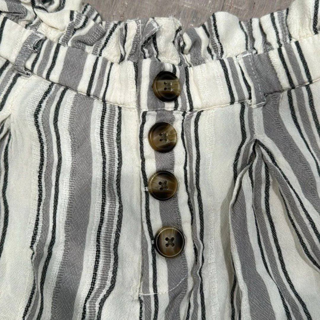 American Eagle Women's Blue White Striped Paper-bag Scrunch Linen Shorts XS - Image 2