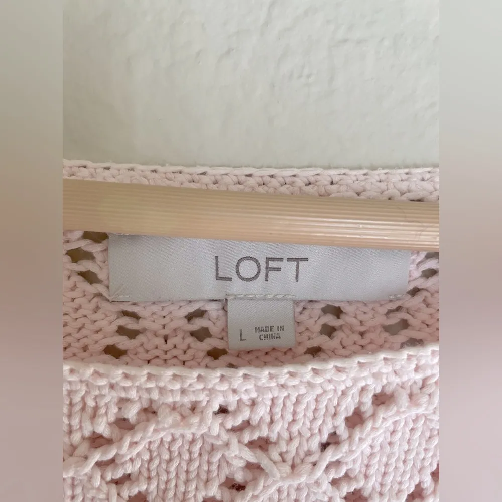LOFT Pink Pointelle Sweater Size Large - Image 4