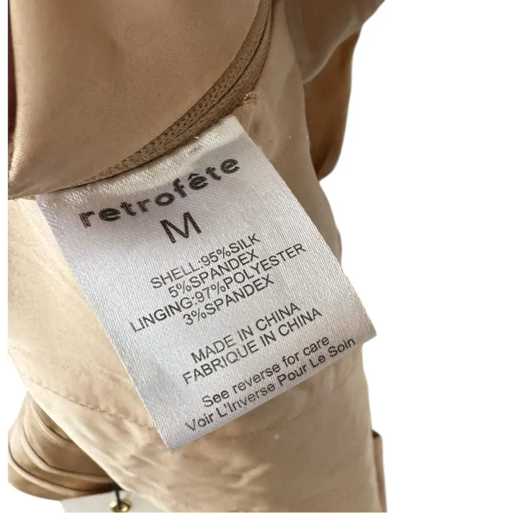 Retrofete Rozik Silk Off Shoulder‎ Bodysuit Nude M Tan Size M - Image 9