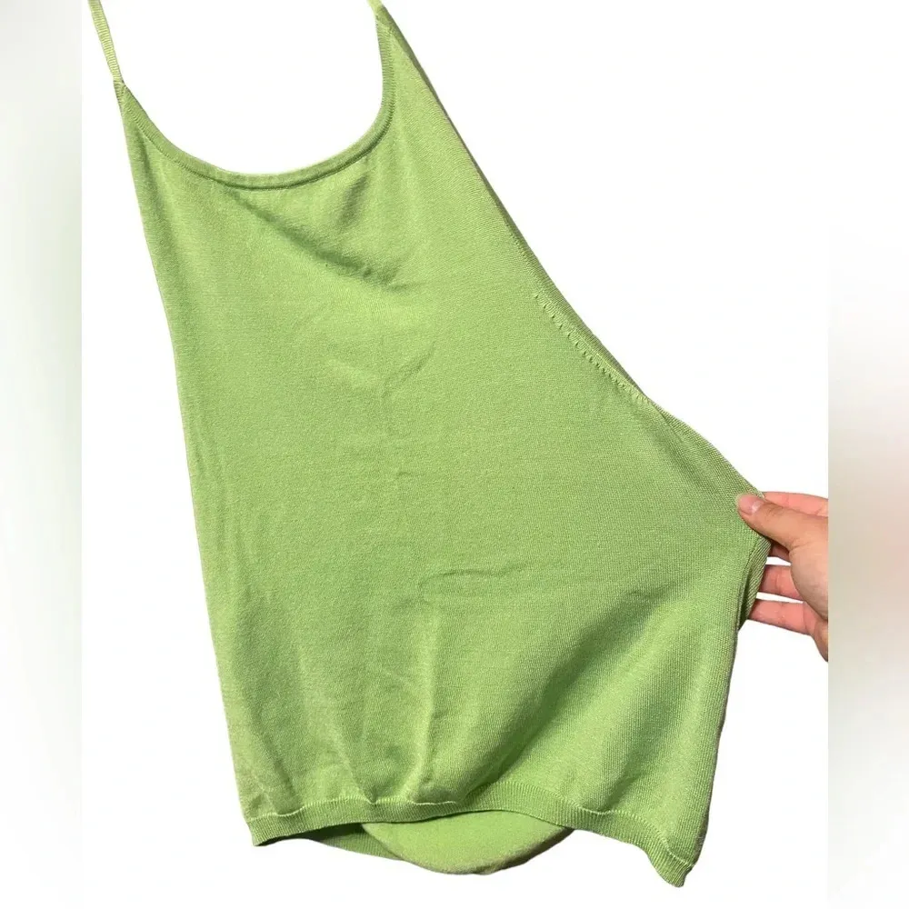 BOSTON PROPER GREEN SILK SWEATER HALTER TOP - Image 2
