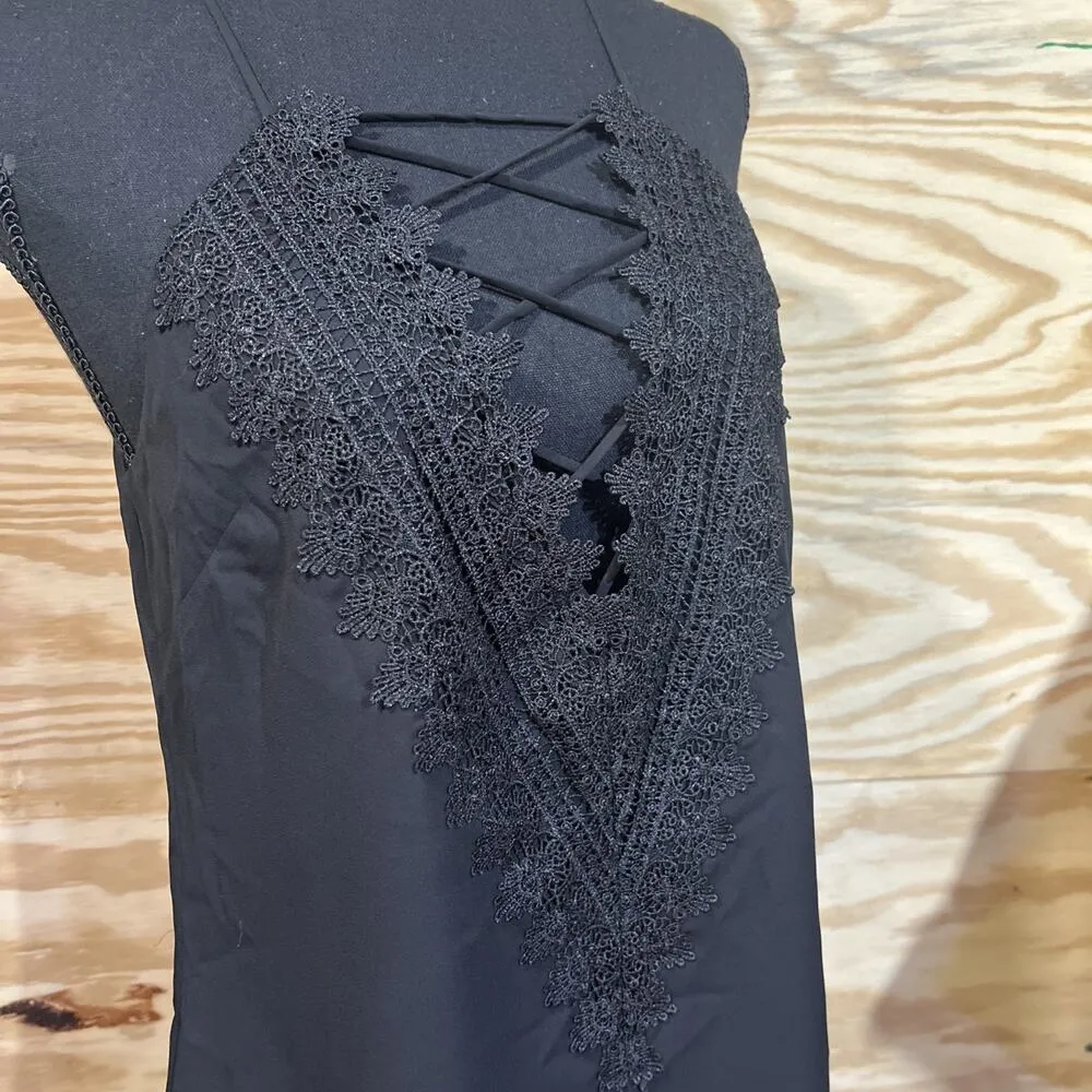 WAYF Posie Lace Camisole Small Black Cami Top Lace Dark Fairy Festival Witchy - Image 5