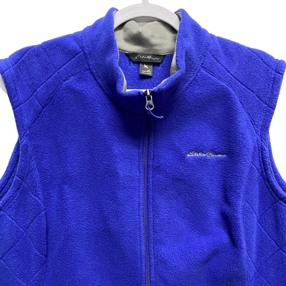 Eddie Bauer Fleece Vest Quilted Full Zip Sleeveless Jacket Womens 2XL Outdoor - Image 3
