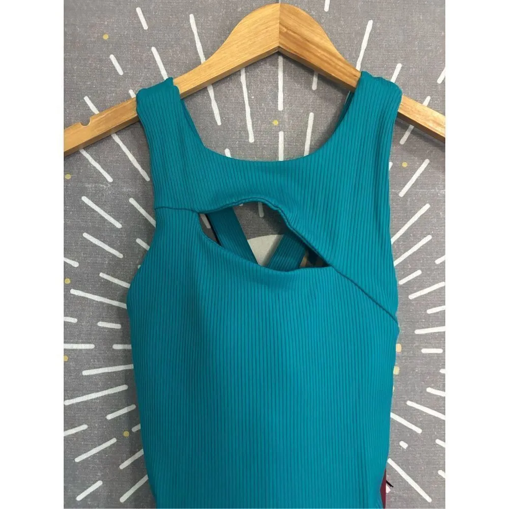 NWT Carbon38 Cut Out Short Ribbed One Piece Blue Size M - Image 4