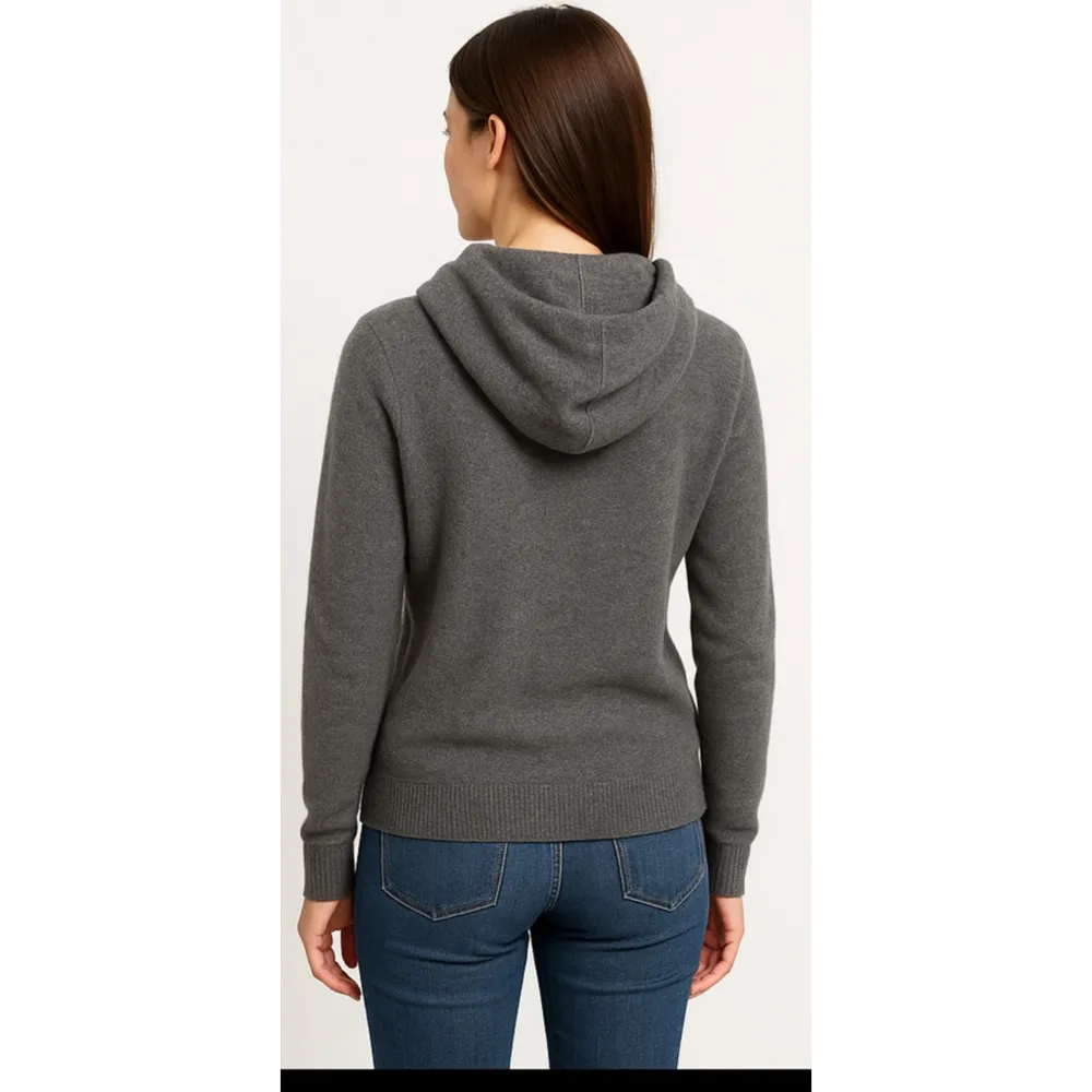 Vince Cashmere Full Zip Hoodie Dark Grey Women Small - Image 15