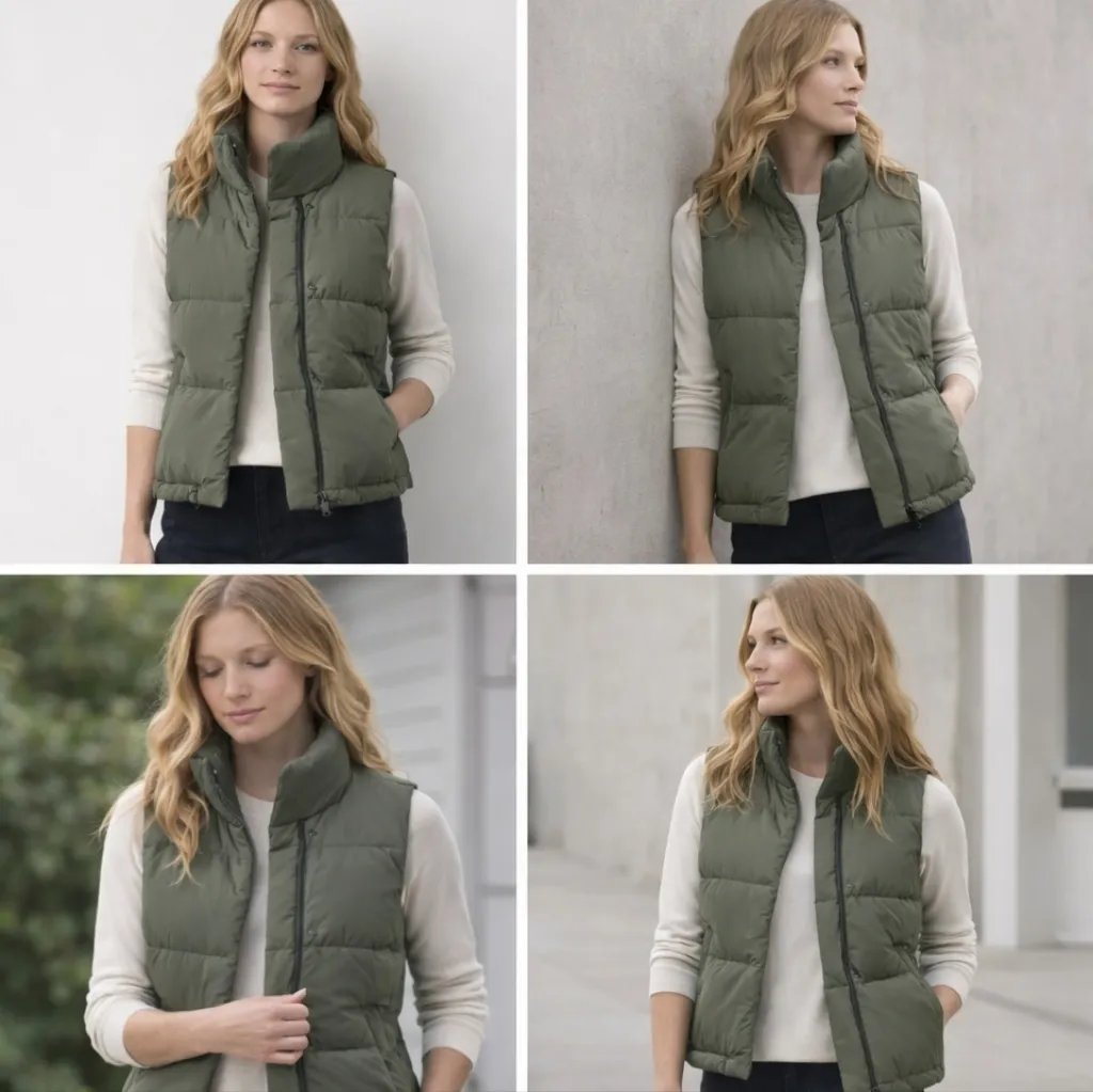 James Perse Yosemite Down Puffer Vest Olive Green Size 4 US XL  F329 - Image 6