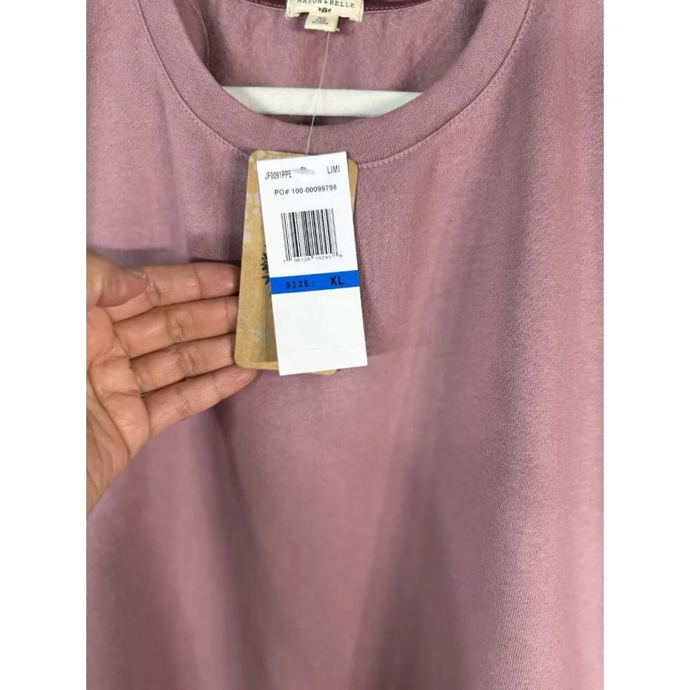 MASON & BELLE Womens Mauve Lace Detail Crewneck Pullover Sweater Top Size XL NWT - Image 6