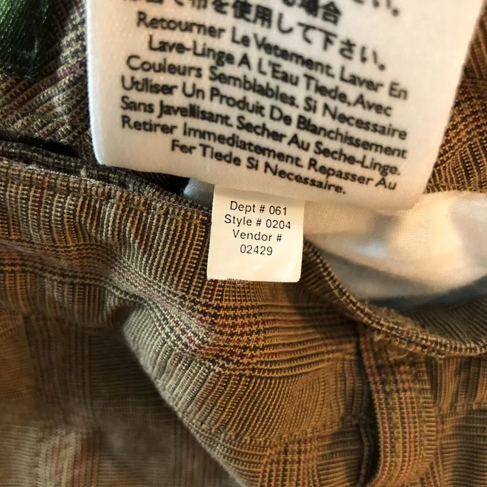 Eddie Bauer Womens Dress Pants Trousers Plaid Cotton Brown 8 Petite - Image 4