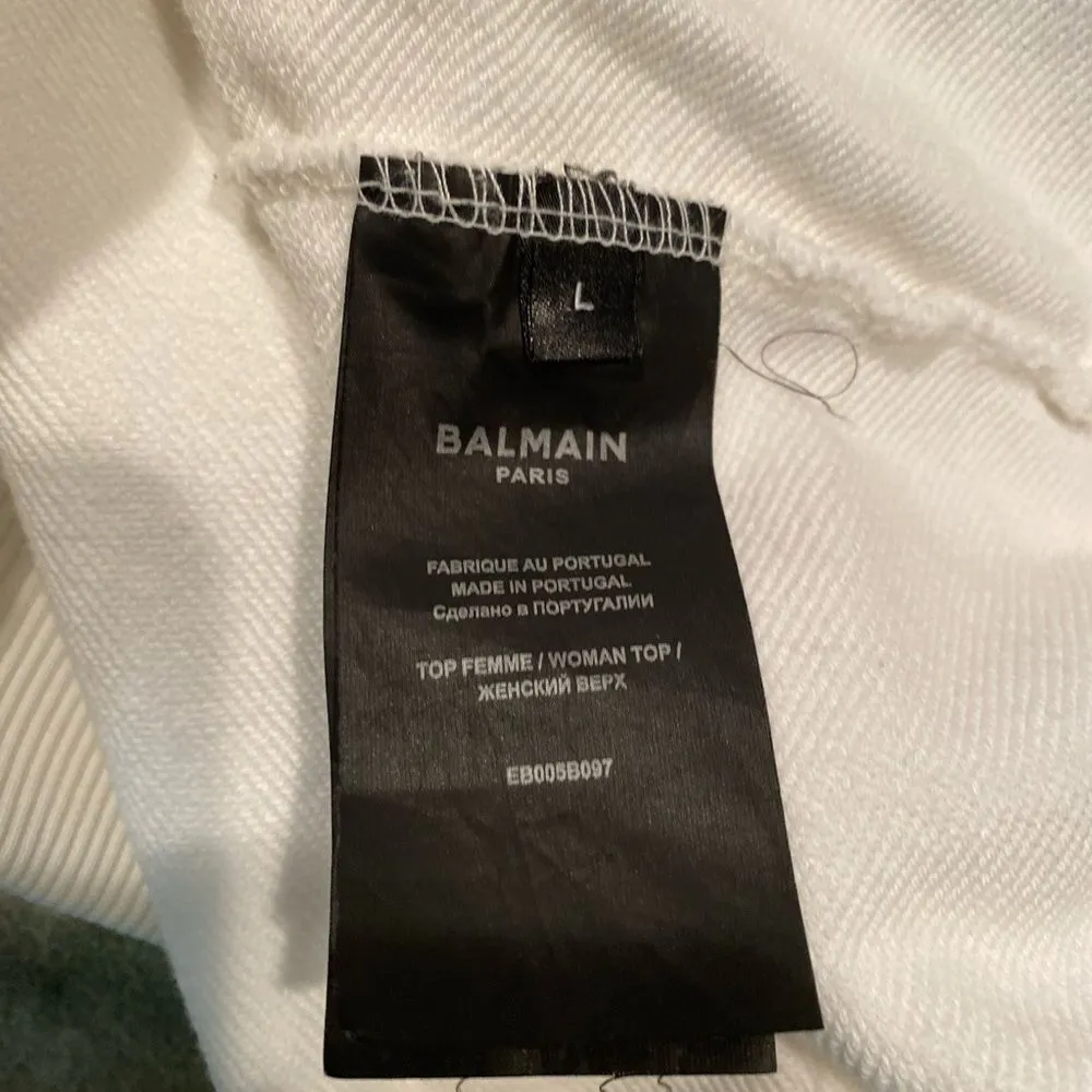 #317 BALMAIN PARIS Gold Foil Sweatshirt - Image 7