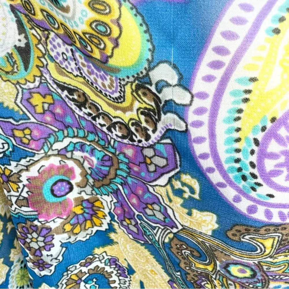 Lavello Convertible Fringed Vest Scarf Sheer Chiffon Paisley Boho Colorful OS Blue Size undefined - Image 10