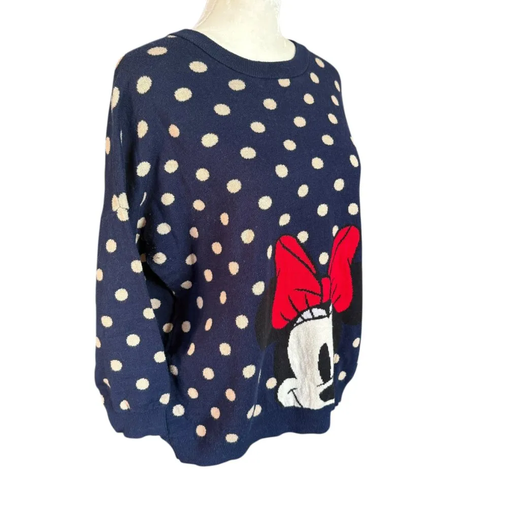 Disney x Cath Kidston blue and tan polka dot Minnie Mouse 3/4 sleeve sweater S - Image 2