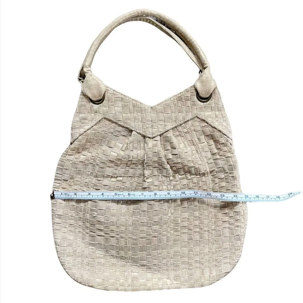 Lauren Merkin Metallic Gold Tan Woven Tote Shoulder Bag - Image 8