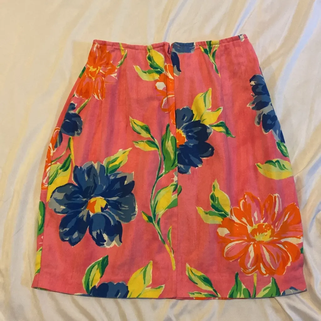 203 Vintage 90s The Limited Floral work Romantic Mini A Line Skirt Pink Blue 2 - Image 3