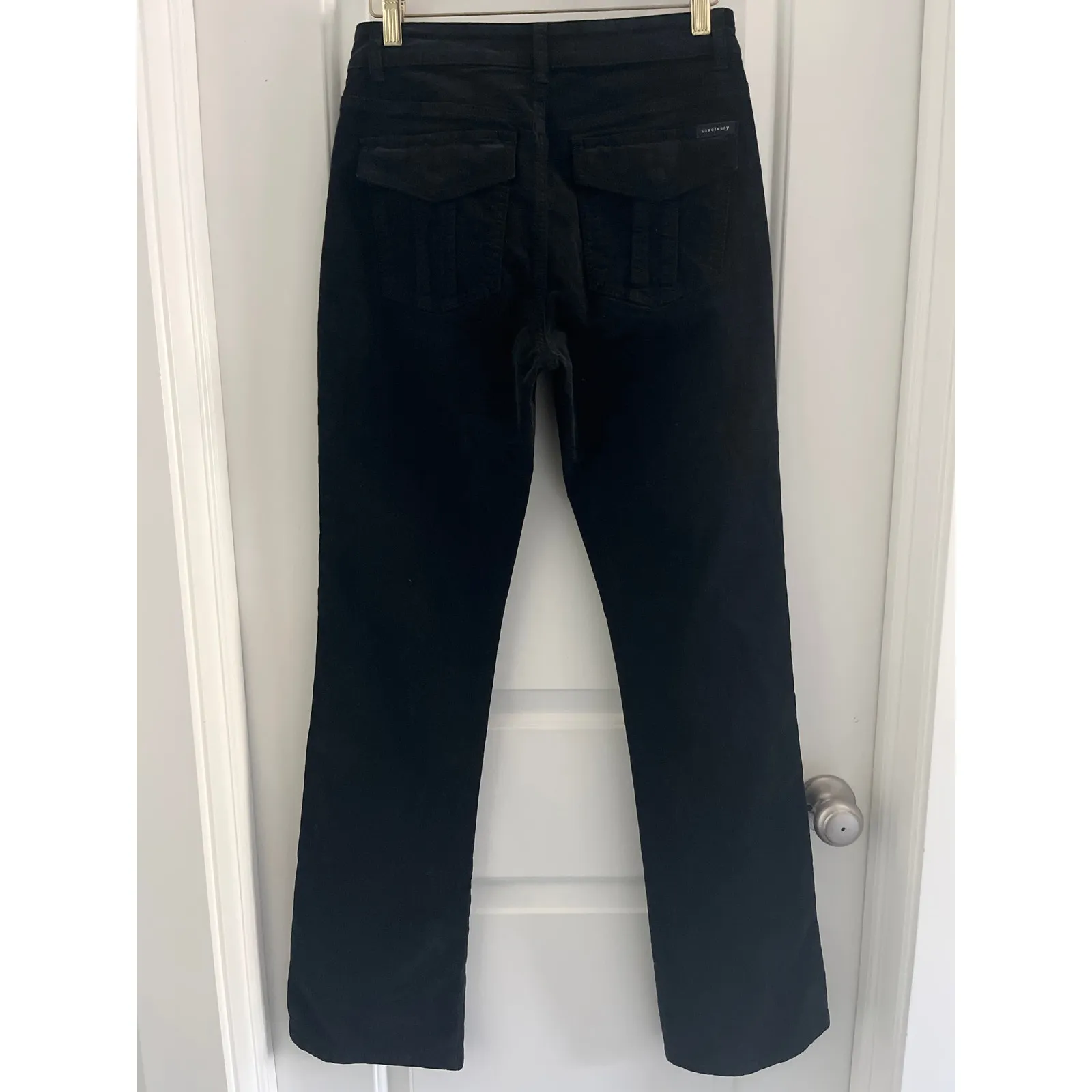 NWT Anthropologie Sanctuary Black Velveteen Boot Cut Pants Sz 27 - Image 7