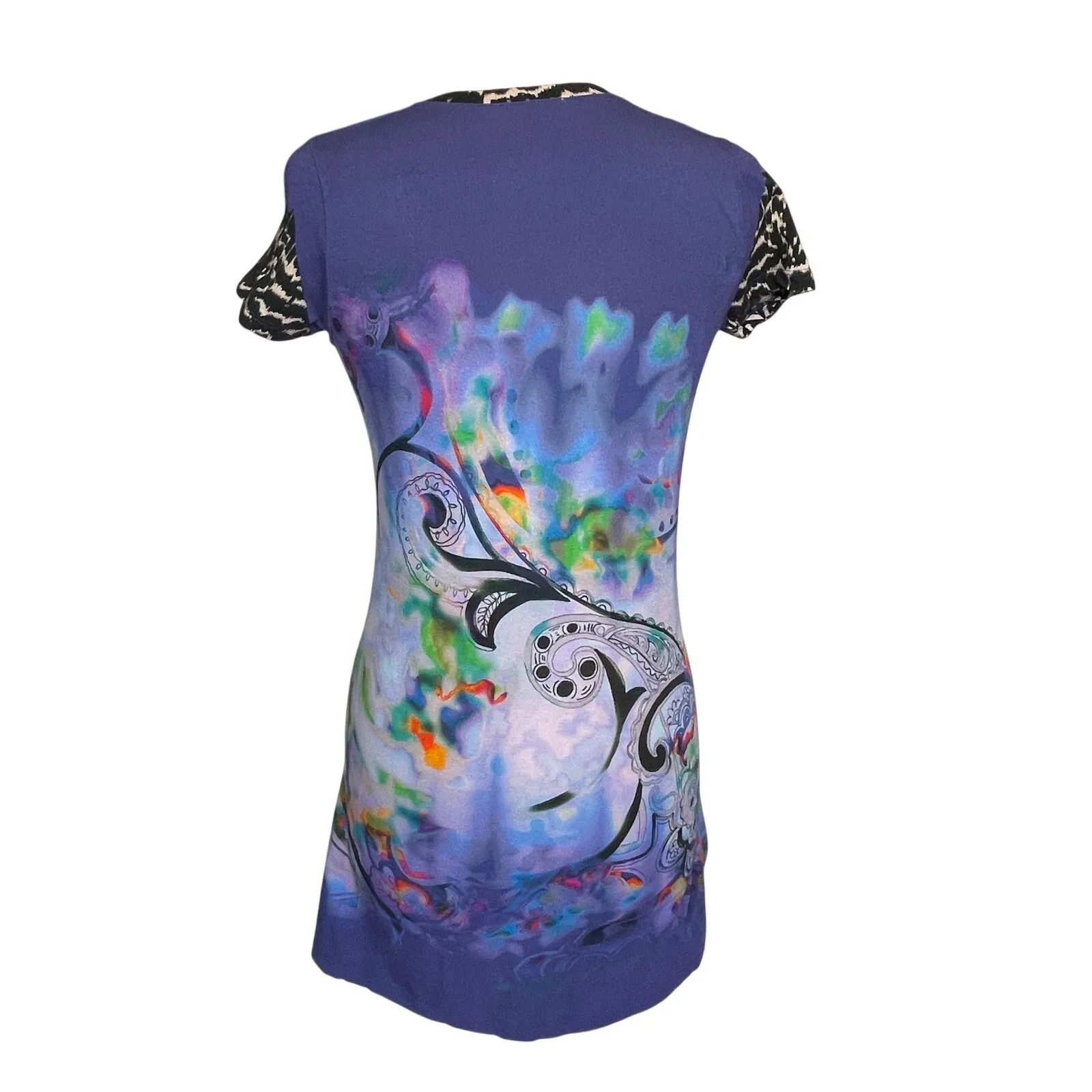 ETRO Bundle of 2 Women’s Y2K Art Print Short Sleeve vneck Mini Dresses Blue - Image 10