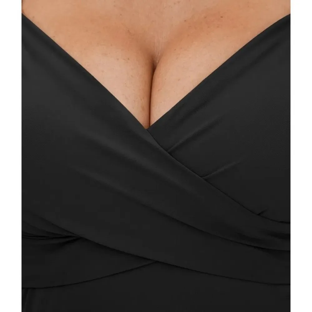 Halara Deep V Neck Adjustable Strap Ruched Bodycon Mini Casual Dress Black S - Image 6