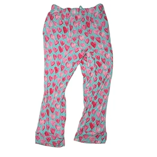 Posh Peanut Bamboo Queen of Hearts Pajama Pant Set Long Sleeves 2XL Aqua Pink Size XXL - Image 6