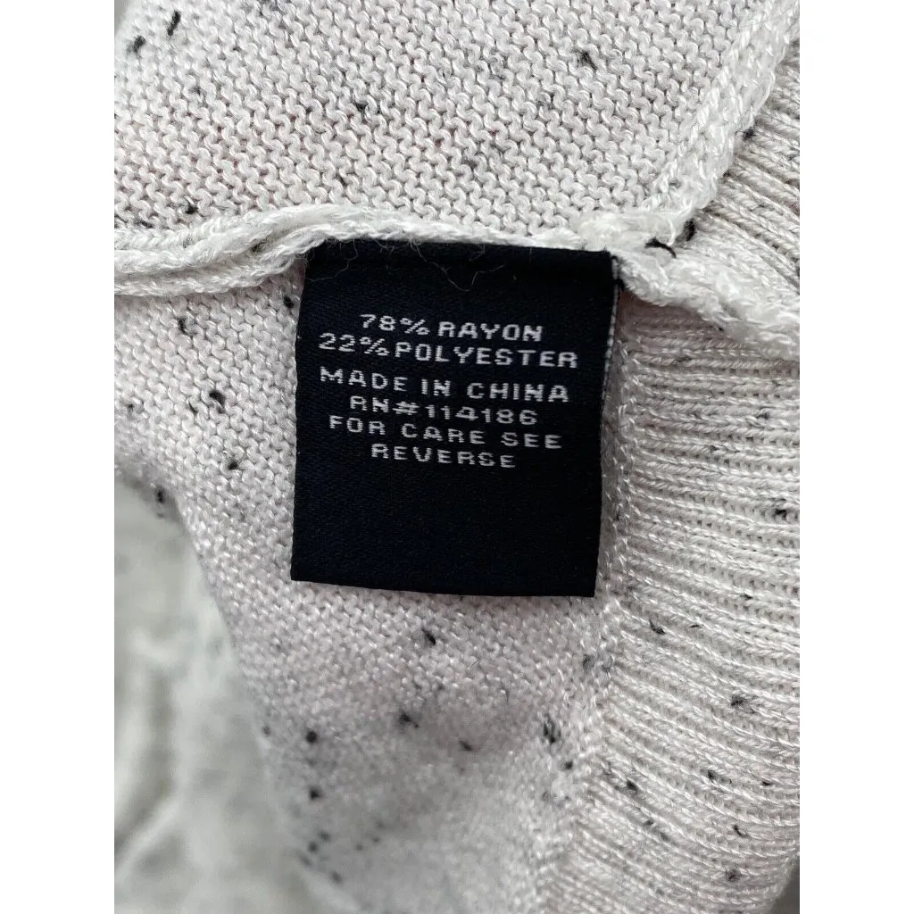 VERVE AMI L White Black Speckled Light Weight Knit‎ Asymmetric Pullover Sweater - Image 4