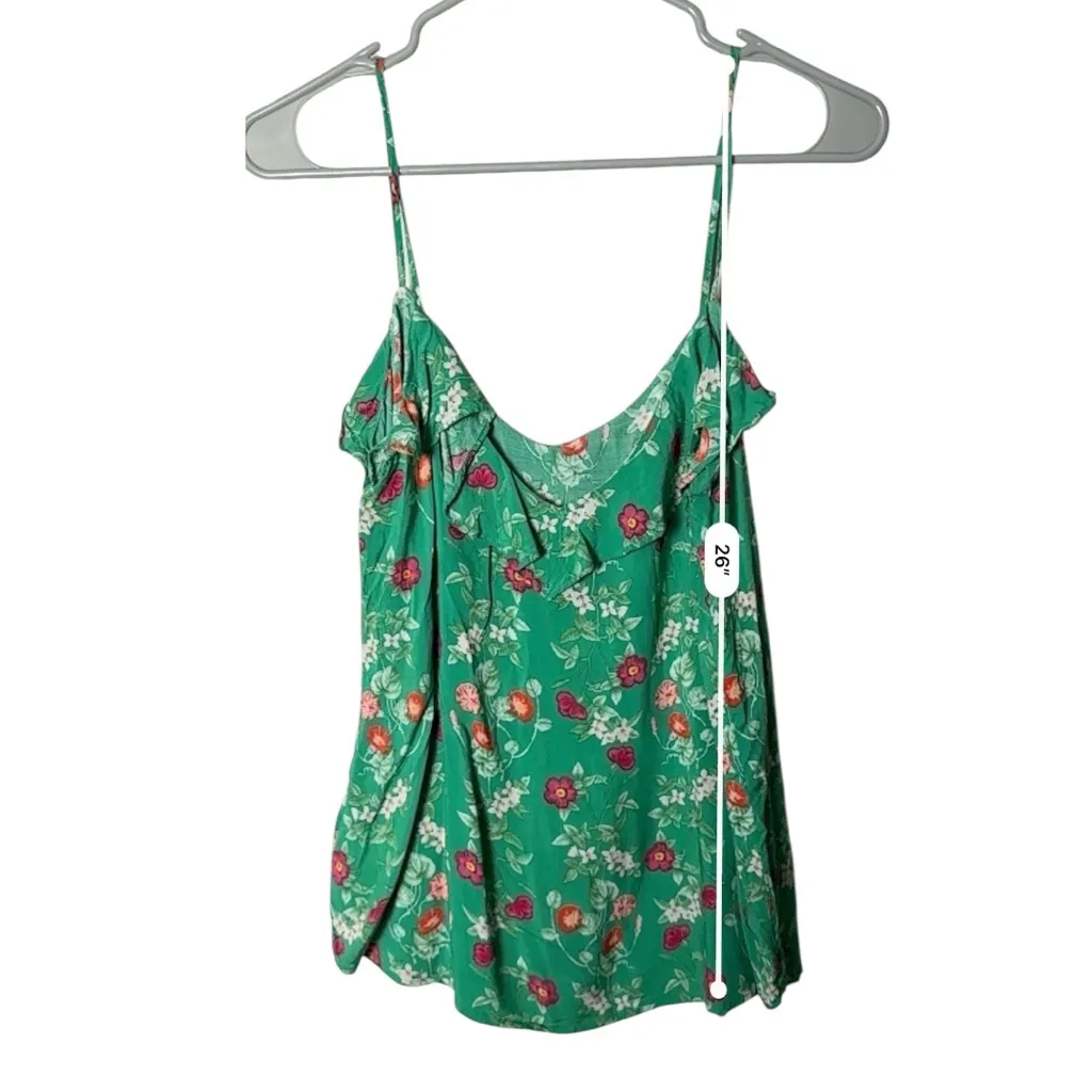 Old Navy Thin Adjustable Floral Top with Green and Pink Sz M - Image 7
