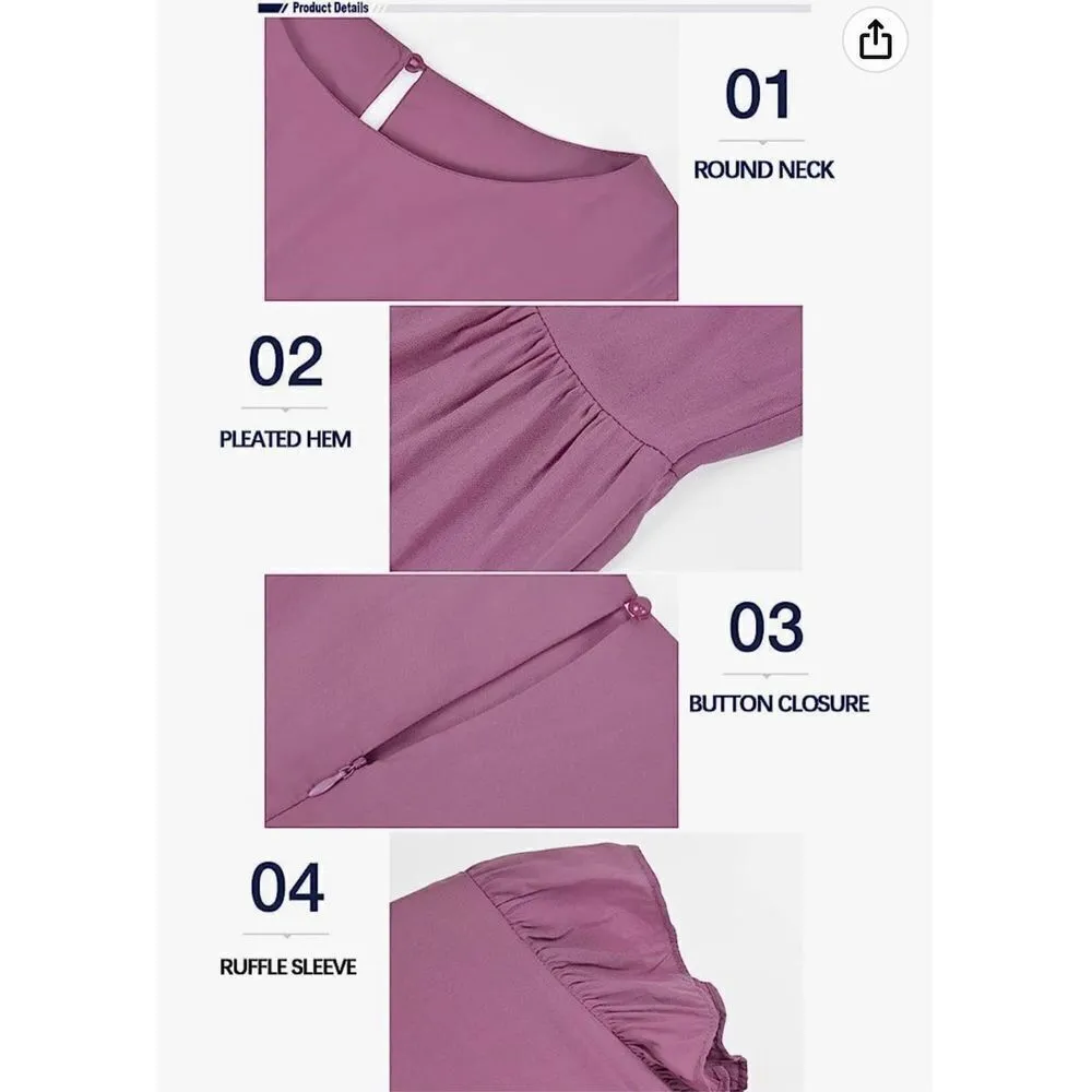 NEW Dress Mini Dress Ruffle Babydoll Loose Flowy Pleated M Green Size M - Image 5