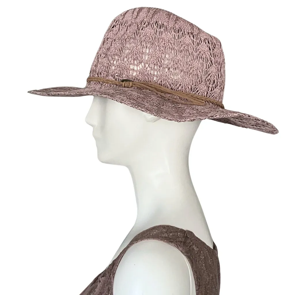 C.C Mauve Horseshoe Lace Knit Panama Western Cowgirl Hat. Festival Boho Rodeo Purple - Image 4
