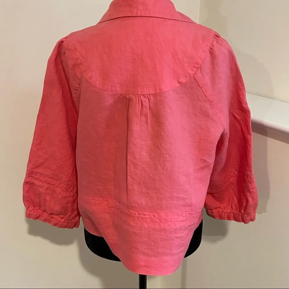 Women’s Jacket-size 10-Linen-Coral‎ - Image 4