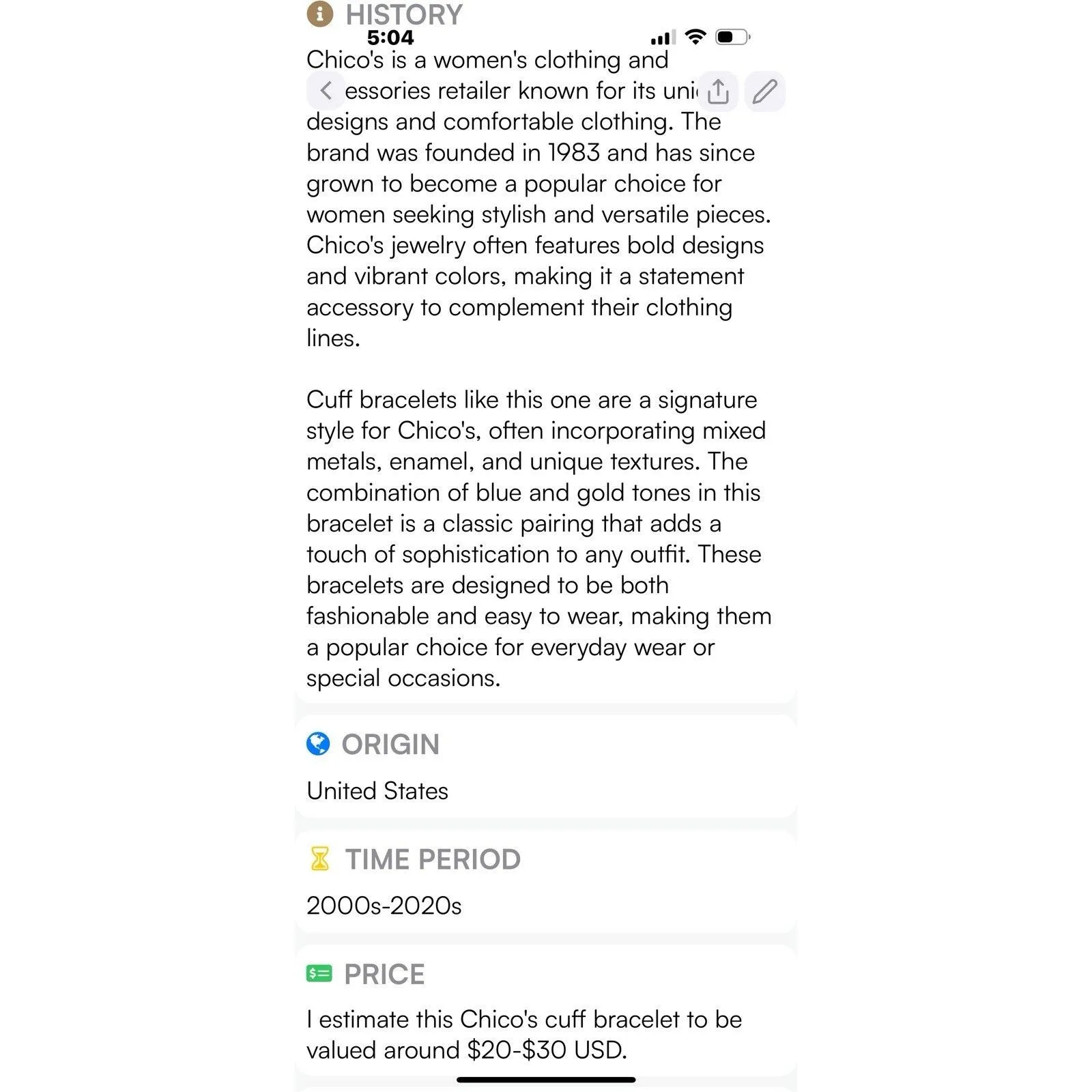 Chicos Blue And Gold Cuff - Image 3