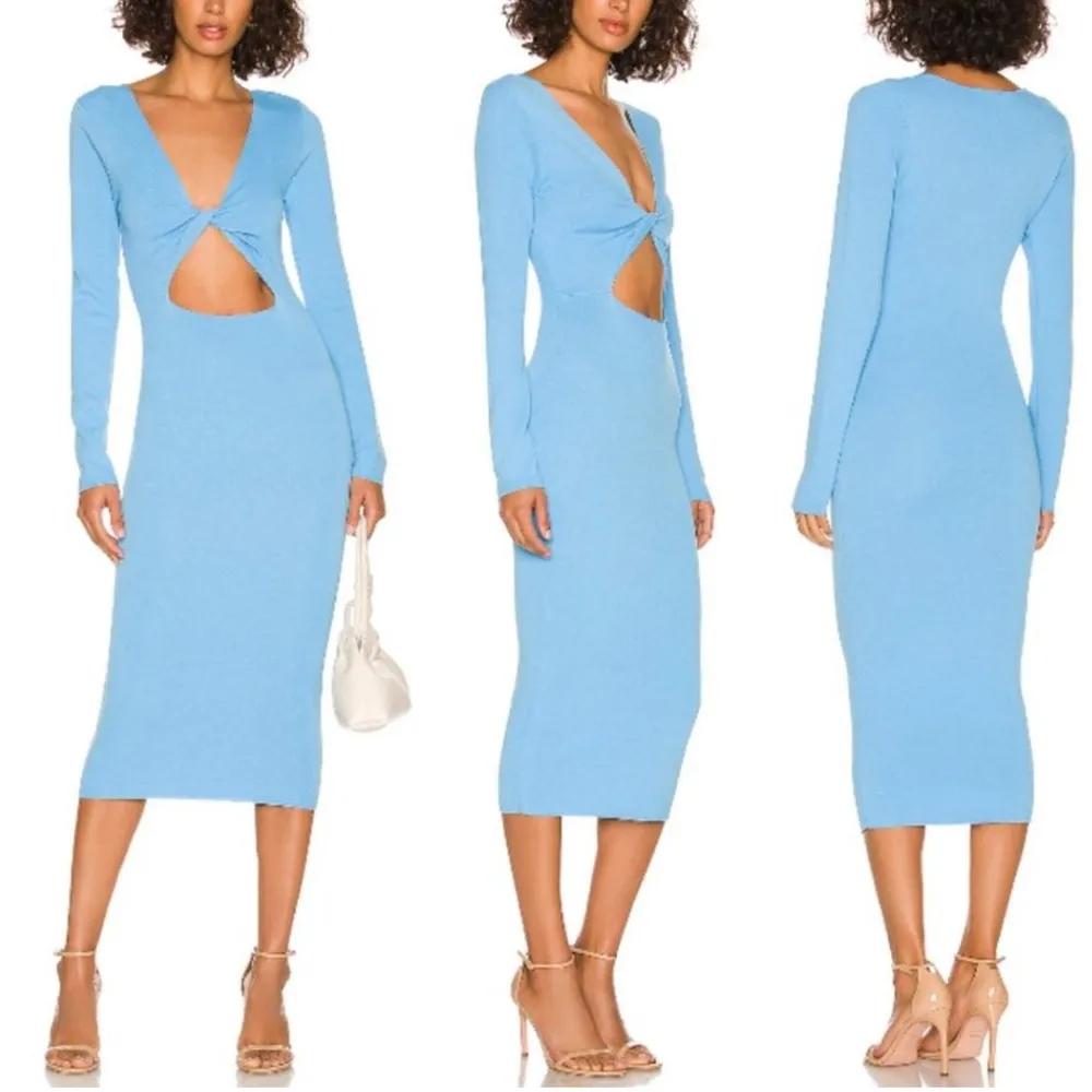 Bardot Women’s Eliana Twist Front Long Sleeve Knit Blue Midi Dress Size S - Image 14